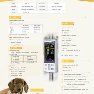 Oxymètre de pouls vétérinaire PC100SV pour animaux avec SPO2, TEMP, moniteur portable multiparamètres pour animaux de compagnie - Product Image 4