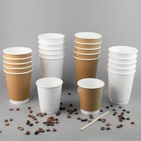 Gobelets jetables en papier kraft à double paroi King Garden avec couvercles, biodégradables, isolés, logo personnalisé imprimé, pour café, thé, boissons