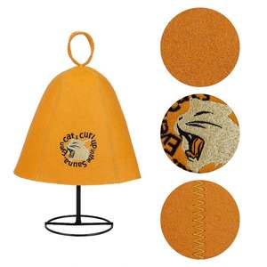 Gorro de Sauna de lana al por mayor con logotipo personalizado gorro de lana de Color naranja para Sauna - Product Image 2