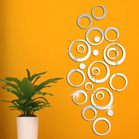 24-piece 3D Ring Acrylic Mirror Self-adhesive Wall Stickers for Living Room/Bedroom TV Background and Outdoor Use Home Decor