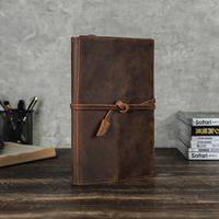 Personnalisable A5 Rétro Bureau Accessoire Doux Crazy Horse Bandage Rouleau Style En Cuir Véritable Cahier Journal