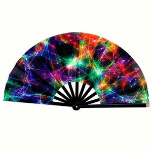 Éventail pliant en bois et bambou de 13 pouces, imprimé sur mesure, pour accessoires de carnaval et artisanat - Product Image 4