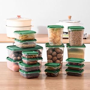 キッチンオフィス食品グレード気密電子レンジ対応17個/1セットプラスチック食品保存容器蓋付き冷凍庫オーガナイザー - Product Image 1