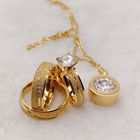 Alliances pour conjoints plaqué or Afrique du Sud Cz Bague de fiançailles en diamant Pendentif Amour Mariage Ensembles de mariée Bague de promesse pour couples