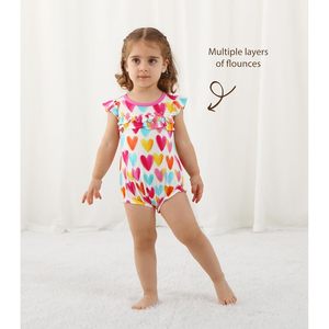 Body para Bebé Niña con Mangas con Volantes y Estampado de Corazones, Mono de Viscosa de Bambú Suave, Transpirable, Ropa para Bebés y Niños Pequeños - Product Image 5