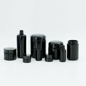 برطمانات زجاجية للبيع بالجملة ، برطمانات سوداء طويلة فوق بنفسجية طويلة مستديرة مقاومة للرائحة ، برطمانات زجاجية لتخزين المخازن بفم واسع - Product Image 3