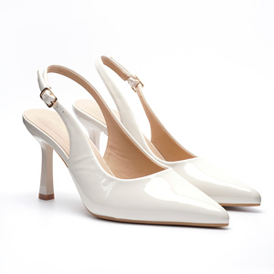 Zapatos de Tacón Alto de <span class=keywords><strong>Charol</strong></span> Blanco de 8 cm, con Punta en Pico y Diseño Slingback, Elegantes para Mujer, Marca Xuanhui Fashion - Product Image 6