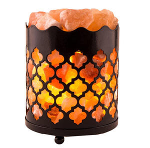 Lámpara de Sal del Himalaya Cuadrada con Diseño de Hoja Tallada y Cesta de Hierro para Decoración del Hogar - Product Image 5