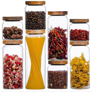 Contenedor de alimentos de alto borosilicato de 250ml, tapa de bambú, tarro de almacenamiento de vidrio hermético con tapa de madera de <span class=keywords><strong>acacia</strong></span> para Cocina - Product Image 5