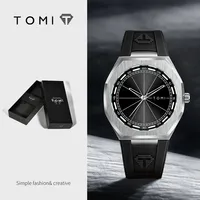 Jam Tangan Quartz Pria TOMI T052, Arloji Bisnis Minimalis Trendi, Jam Tangan Elegan untuk Acara Santai, Tali Karet