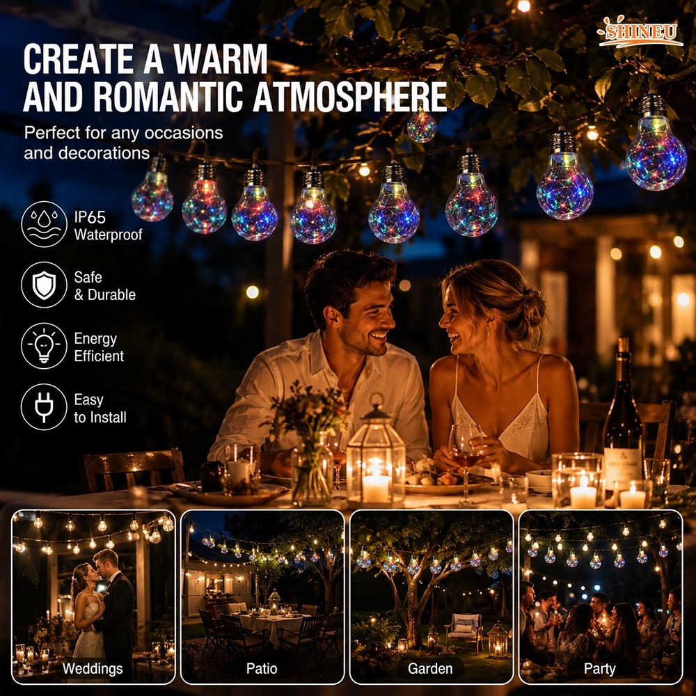 New Design Outdoor Solar Panel 20 Bulbs Hemp Rope Led String Light for Restaurant Home Garden Festival Decoration · image 3