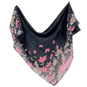 Wholesale Custom Multi Colors Women Printed Square Instant Scarf Cotton Voile Bawal Malaysia Hijab