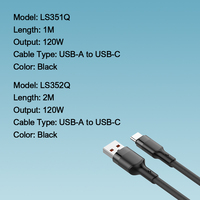 Kabel Data USB LDNIO LS351Q Terlindung 120W Pengisian Cepat 1M Tipe C untuk Perangkat IOS, Ponsel, dan Power Bank