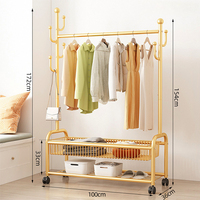 Porte-manteau mobile d'intérieur à deux niveaux pour le salon Porte-sac en métal pour le sol et le plafond pour les chambres à coucher