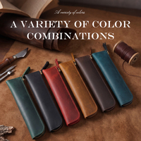 Personnalisation en masse d'étuis à crayons en cuir de haute qualité avec texture cuir, fermeture éclair et poignée en cuir