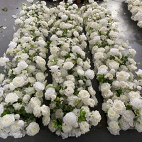 J178 Chemin de table en fleurs artificielles roses, centre de table de mariage, rangée de fleurs en soie pour la décoration de réceptions de mariage aux États-Unis