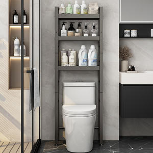 Étagère de salle de bain minimaliste en métal, 3 niveaux, autoportante, pour l'espace des toilettes, design rectangulaire, taille standard - Product Image 2