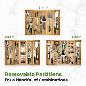 <b>Kitchen</b> Multi-Functional Bamboo <b>Kitchen</b> Drawer Organizer Adjustable Bamboo Silverware Organizer - Product Image 5