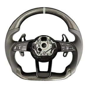 Volante de fibra de carbono y cuero con botón de arranque para Audi R8 A4 A5 A6 A7 RS3 RS6 RS7 C7 C8 B9 B9.5 S3 SQ5 Q3 Q7 Q8 - Product Image 5