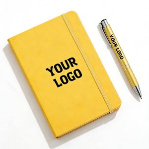Wholesale Promo Business Logo Gift Custom Leather <b>Notebook</b> A5 A6 Pu Embossed Engraved <b>Lined</b> Dotted Pages Pen Loop Elastic Band - Product Image 1