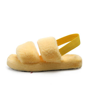 Sandales plates en fausse fourrure, vente en gros, claquettes à enfiler - Product Image 3