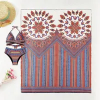 Maillot de bain bohème 3 pièces, bikini taille haute avec paréo de plage, maillot de bain de plage à séchage rapide pour femme