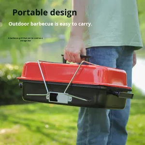 Griglia a Carbone Portatile in Acciaio Inox con Coperchio Pieghevole, BBQ Leggero per Esterni e Casa Sanshang <span class=keywords><strong>CA</strong></span>-06, Dimensioni 30cm - Product Image 1