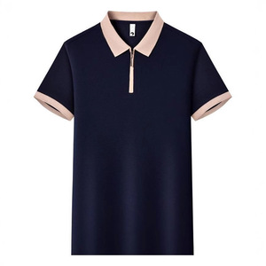 Polo Unisex Blanco con Ribete Azul Marino, Manga Corta, Ropa de Trabajo para Uso Diario, Tela de Poliéster GJ18-188 - Product Image 2