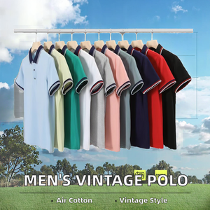 Polo pour homme vintage avec logo personnalisé, séchage rapide, vente en gros, respirant, uni, manches courtes - Product Image 2