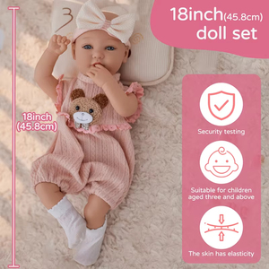 Muñeca americana Reborn de silicona con cuerpo de vinilo completo de 18 pulgadas, juguetes realistas para niñas, modelo de regalo, juguete suave - Product Image 6