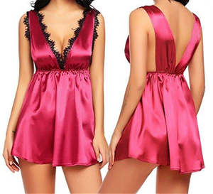 Lingerie Sexy 2023 <span class=keywords><strong>Eur</strong></span> et Amer Femmes Robe Transparente Plus Size Slip Dress With Deep V Household Pyjamas Sexy Lingerie Vendeur - Product Image 1