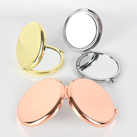 Miroir cosmétique pliable en métal portable, petit miroir de maquillage rond à main, logo personnalisé, accessoire de beauté, cadeau promotionnel