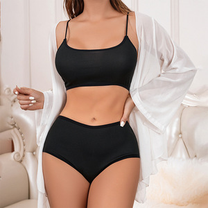 Nuovo Set Reggiseno 2024 per <span class=keywords><strong>Seno</strong></span> Abbondante, Effetto Riduttore, Tinta Unita, Traspirante, Tipo Canotta, Anti-Cedimento, Lingerie Femminile con Slip - Product Image 1