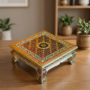 Modern Handmade Velvet Ottoman <b>Stool</b> with Back and Intricate Pattern Design for Home Furniture Decor Wedding Handi Programme - Product Image 3