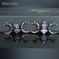 PM49427 Pendentif en cristal croissant de lune esthétique vampire, connecteurs en pierres précieuses mélangées pour la fabrication de bijoux d'Halloween