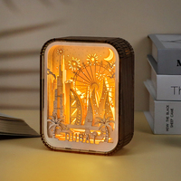 Produits tendances 2027, boîte à lumière nocturne, cadre photo en bois, lampe sculptée, lampe de nuit LED 3D pour la décoration de la pièce