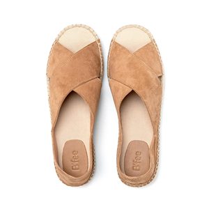OEM ODM Zapatos planos informales para mujer en ante de cabra, alpargatas, zapatos de Punta abierta, bronceado, calzado de mujer, hecho en Bangladesh - Product Image 2