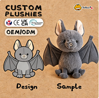 Peluche chauve-souris personnalisée pour Halloween, très populaire, en tissu recyclé certifié sécurité, super douce et moelleuse, idéale pour les événements
