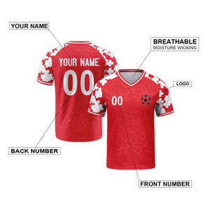 Maglia da Calcio Unisex OEM a <span class=keywords><strong>Maniche</strong></span> <span class=keywords><strong>Corte</strong></span>, Kit da Football Americano Traspirante, Stampato, Anti-umidità, Antibatterico, Taglie Grandi - Product Image 6
