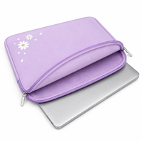Housse d'ordinateur portable en néoprène personnalisée de 17,3 pouces, motif floral violet, antichoc, avec fermeture éclair, étui pour ordinateur portable OEM ODM