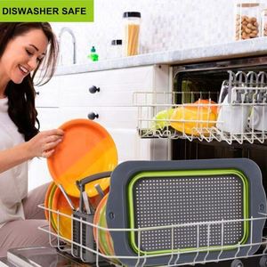 Passoire pliable et rétractable en silicone pour évier et panier d'égouttage - Product Image 6