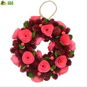 <span class=keywords><strong>Guirlande</strong></span> de pommes de pin en mousse rose, décoration festive pour la maison, guirlandes de Noël à des fins décoratives - Product Image 1