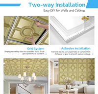 MOI Champagne Gold 3D Panneaux muraux Carreaux de plafond modernes Étanche au feu Étanche à l'humidité pour les chambres d'enfants Salon Salle de sport