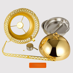 Réchaud de table doré en acier inoxydable 8L, réchaud suspendu de luxe, réchaud à alcool isolé pour hôtel et extérieur - Product Image 4