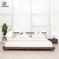 Lit plateforme enfant moderne en bois style nordique Windsor, petit format, pour appartement, avec tatami, du sol au plafond, à pieds bas