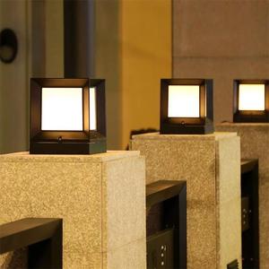 Solar Outdoor LED <b>Wall</b> Pillar <b>Light</b> IP65 Waterproof 5W Modern Square Design Aluminum+PC <b>Dimmable</b> 2500mAh Battery 6000K Daylight - Product Image 3