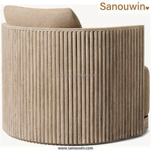 Chaise pivotante en bois élégante et durable pour l'extérieur, en teck vieilli avec rotation à 360° °   Meubles d'extérieur rotatifs - Product Image 5