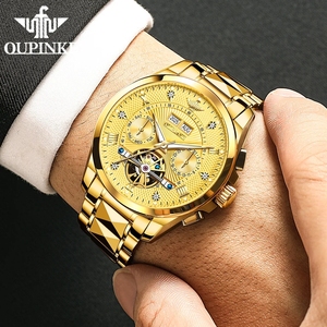 Montres OUPINKE 3270 pour homme, montre mécanique de luxe avec tourbillon, étanche 50 m, chronographe multifonctionnel, cadeau exquis - Product Image 6