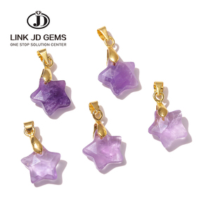 Dijes de Piedras Preciosas Curativas JD Fashion, 11*5 mm con Hebilla de Oro, Colgante de Estrella Facetada de Piedra <span class=keywords><strong>Natural</strong></span> Cuarzo, Amatista y Lapislázuli - Product Image 6