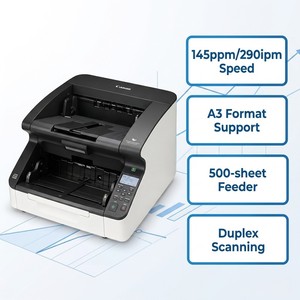 Scanner de documents de qualité professionnelle C-anon DR-G2140 |   Imprimante A3 145ppm CMOS avec ADF 500 feuilles, USB et réseau, en stock - Product Image 1
